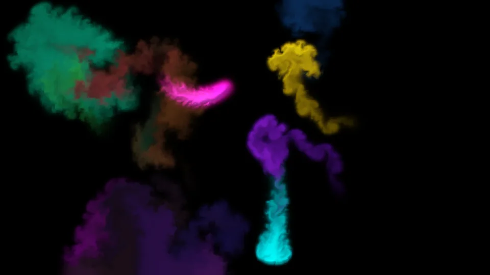 Bright plumes of ink swirling in dark water